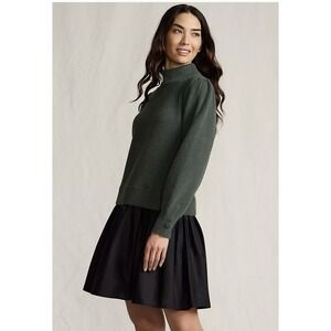 lands' end women's cotton dobby smocked dress with ruffle straps Women's Smocked Cotton Dobby Midi Puff Sleeve Dress